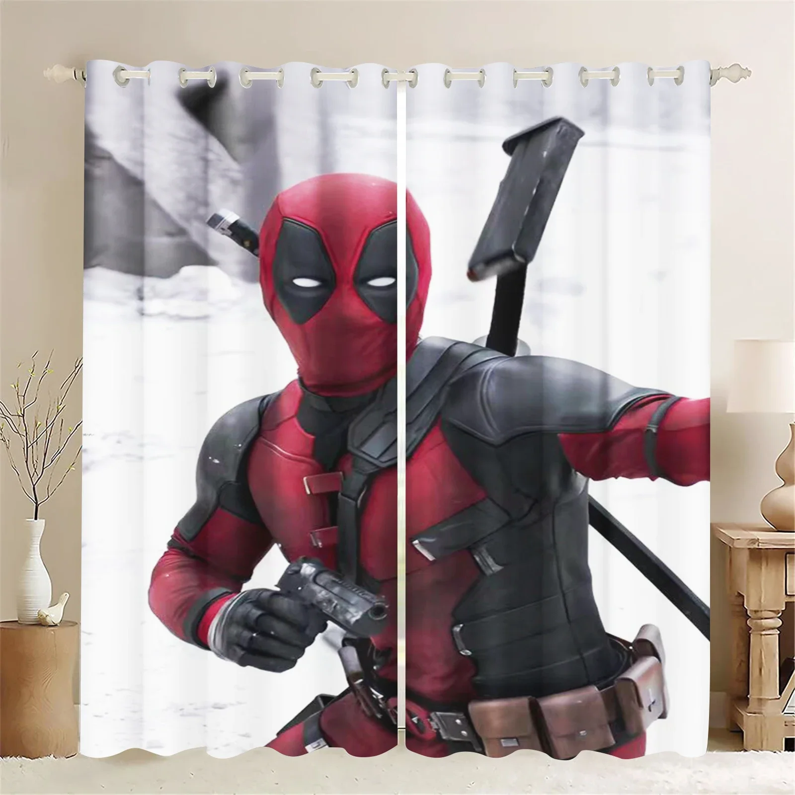 Custom Deadpool and Wolverine Cartoon Curtain Bedroom Living Room 3D Print  Window Blackout Partition Style Home Decoration