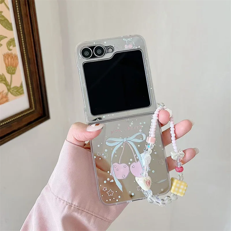 Niedlicher Kirschspiegel für Samsung Galaxy Z Flip 7 6 5 4 Schutzhülle für ZFlip5 ZFlip6 ZFlip7 Hülle