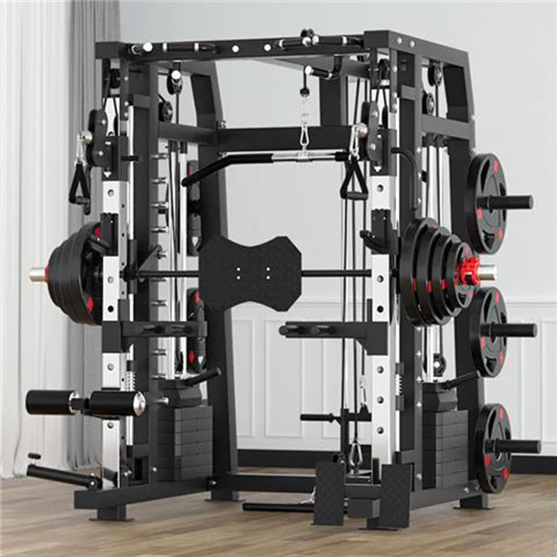 Commercial Smith Machine Set With 130kg Counterweights+100kg Weight Plates+Bench Free Shipping Door To Door Seller Pay Tax