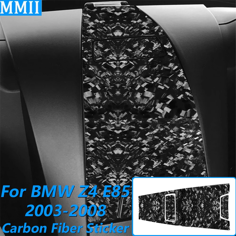 For BMW Z4 E85 E86 2003-2008 Forged Carbon Fiber Rear File Storage Box Switch Panel Cover Car Accessories Decoration Sticker