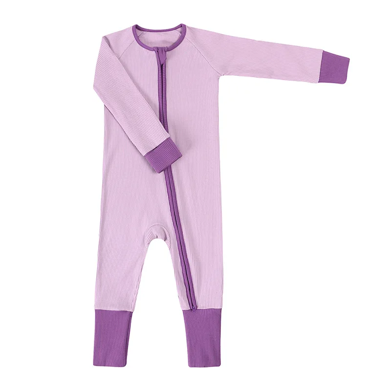 3-24 Months Baby Clothes Boy Girl Jumpsuit Bamboo Fiber Bodysuit Long Sleeve Pit Strip Zipper Onesies Baby Outfits