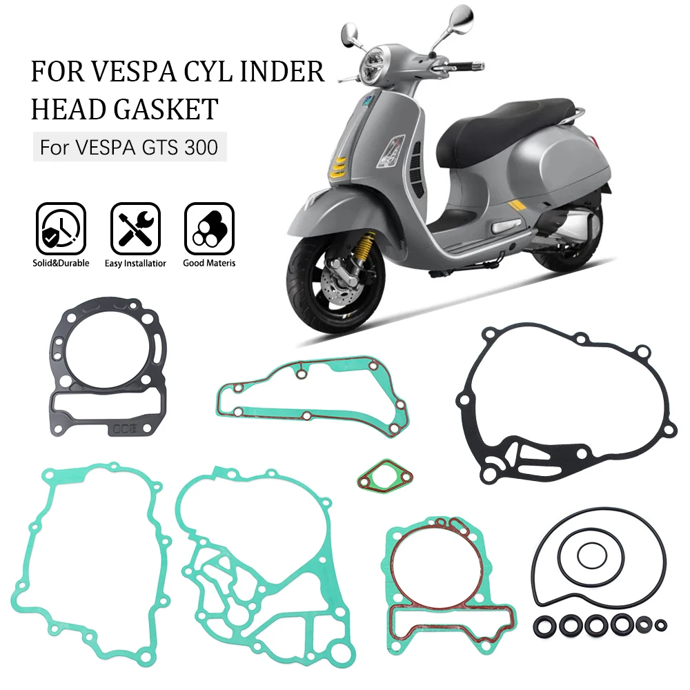 

Motorcycle Engine Gasket Set Kit Cylinder Gearbox Crankcase Clutch Cover Gasket For VESPA GTS 300