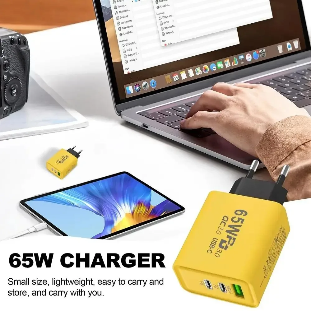 65W USB C Charger 3 Ports Fast Charging PD QC3.0 USB Charger Type C Cell Phone Charger Adapter For iphone Xiaomi Samsung Huawei