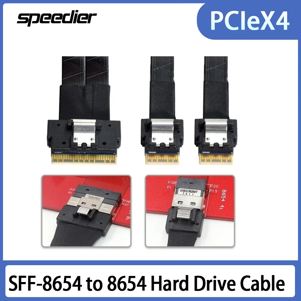 Slim SFF-8654 8i To 2 Ports 8654 8611 8643 Hard Disk Cable OCULINK SAS 8087 Array Data Cable 40CM 4i 8i PCI-E NVMe Adapter Card