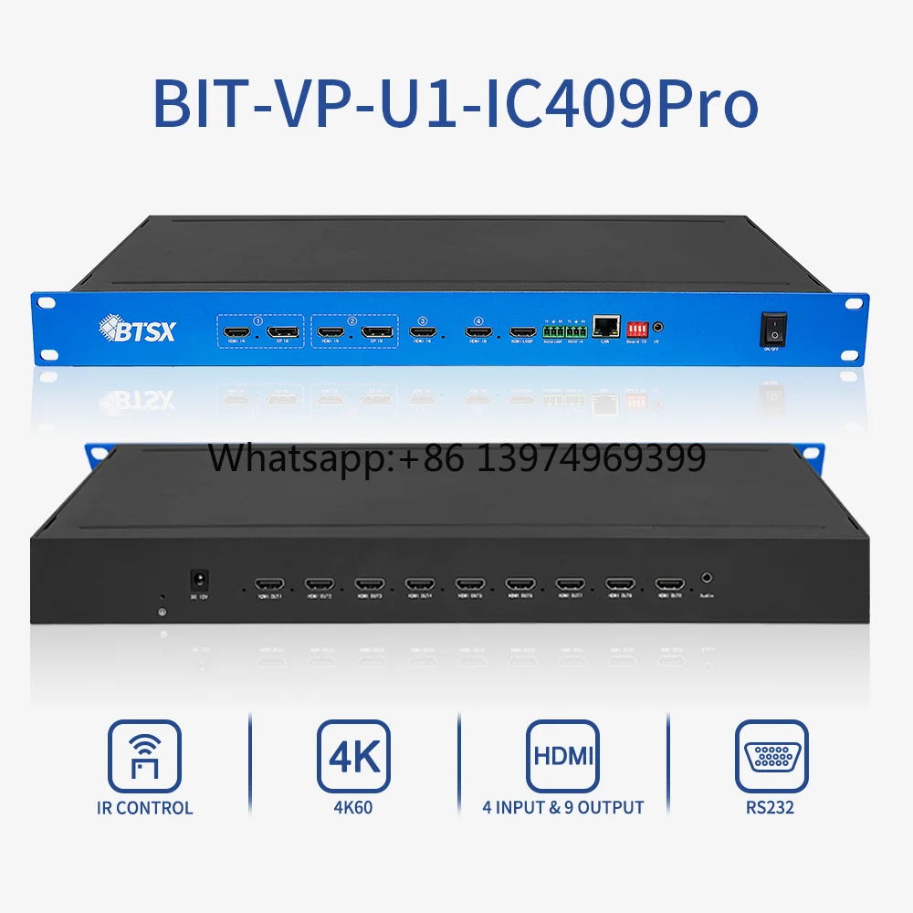 4K60 4 in 9 Out Ultra-high-definition Video Processor Customized LCD Video Wall Controller Manufacturer FCC/CE