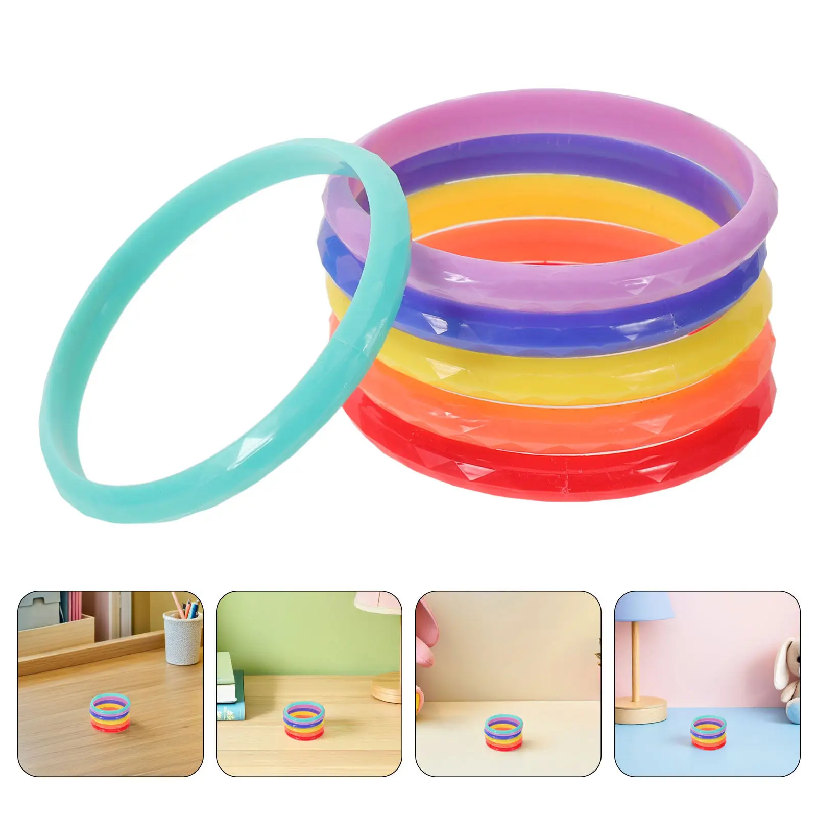 6 Pcs Closed Bangle Bracelets Birthday Goodie Bag Fillers Chunky Resin for Bangles Colorful Party Favors Jewelry