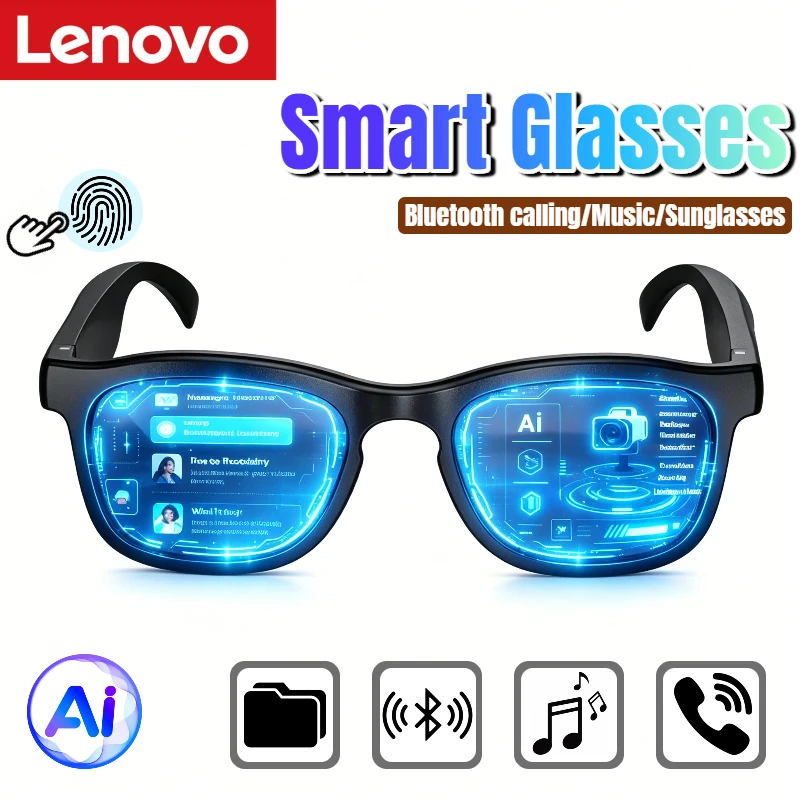 

Lenovo Smart Glasses Bluetooth AI Translation Conversation Recording Listening To Music Smart Sunglasses for Men Women 2026 New