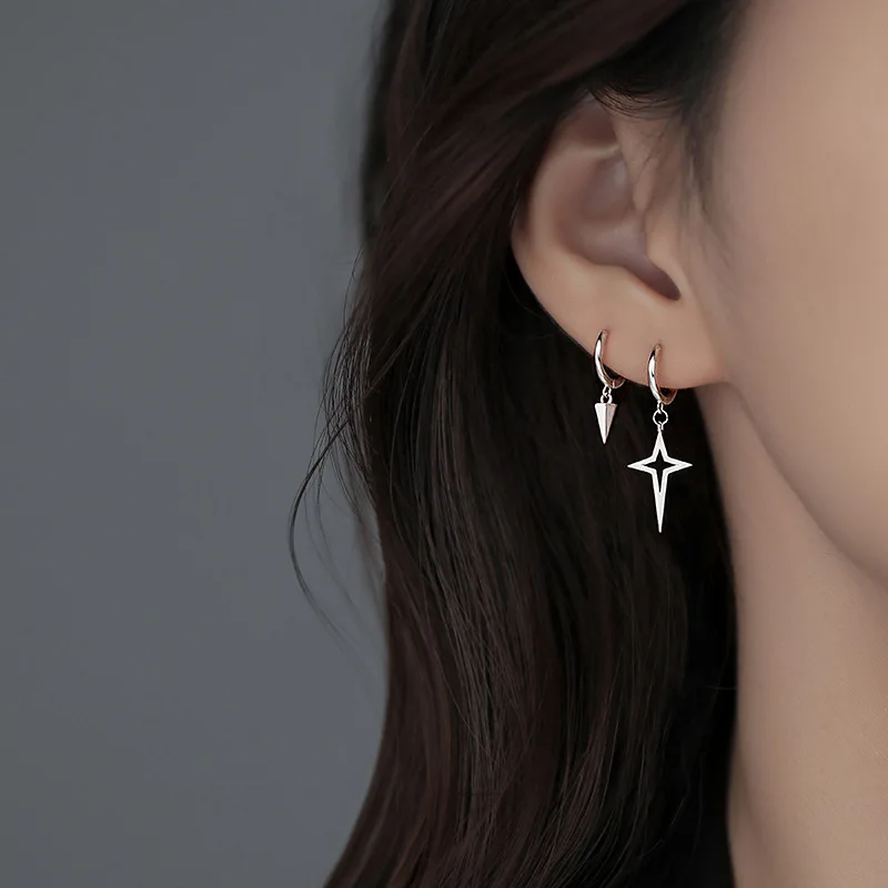 

Trendy Hollow Star Conical Earrings Asymmetric Silver Earrings for Women Temperament Drop Earring Party Jewelry Prevent Allergy