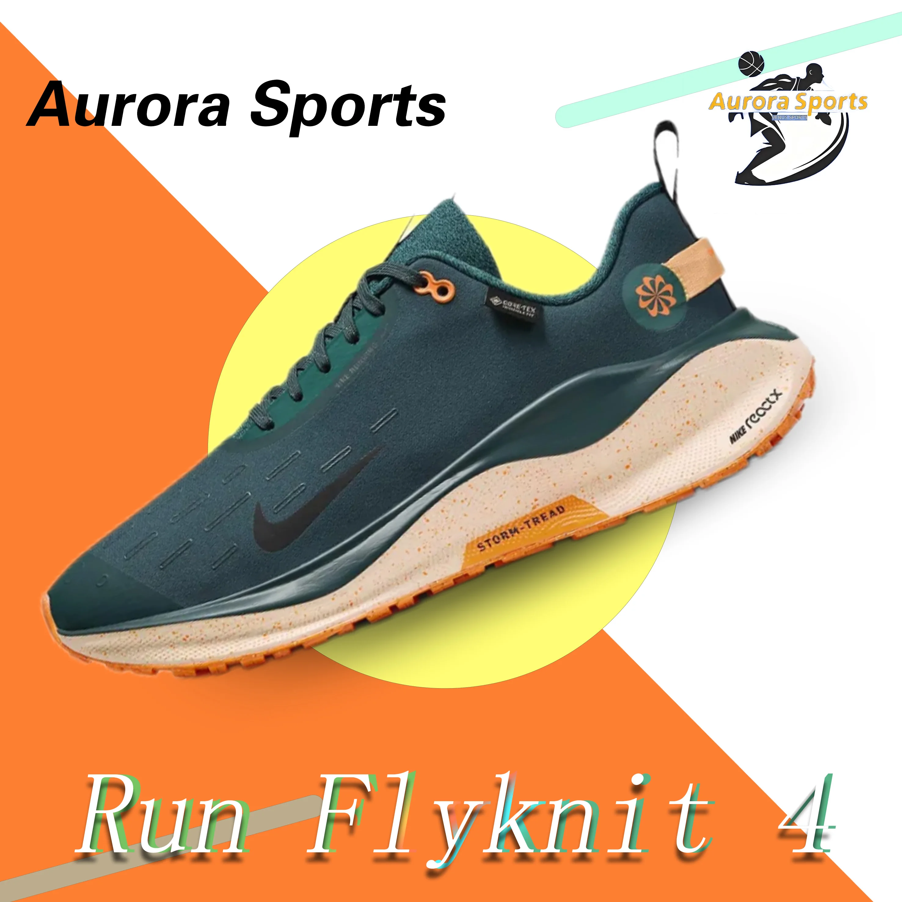 Nike React Infinity Run Flyknit 4 GTX Comfortable and versatile Wear-resistant low-top casual shoes Green