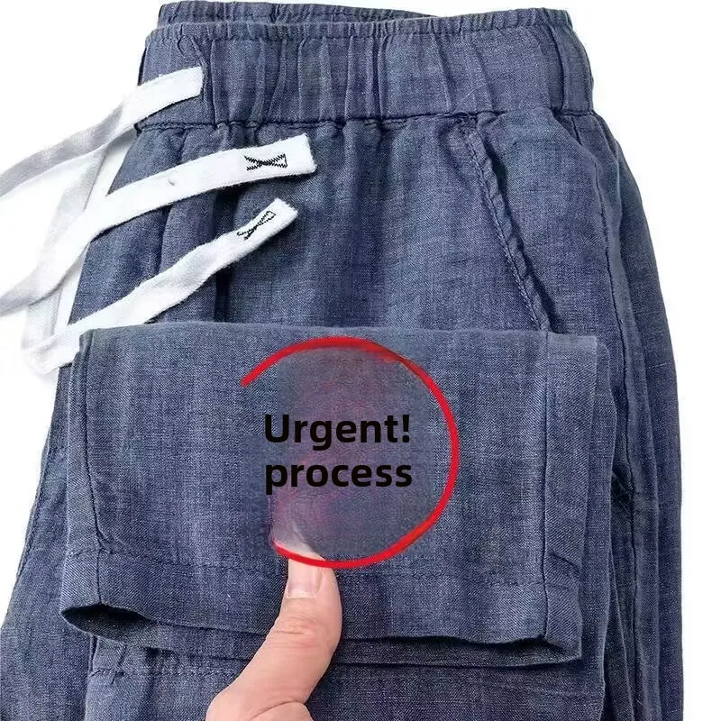 

Новые мужские повседневные брюки из хлопка и льна 2025 года: тонкие, дышащие, для активного отдыха, длинные, модные, прямого кроя, со средней посадкой, на резинке