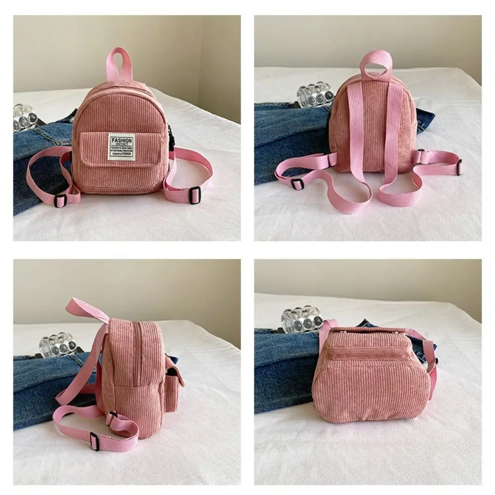 Fashion Phone Bags Corduroy Backpack Handbag Korean Style Mini Shoulder Bags Solid Color Rucksack Women School Bags Travel