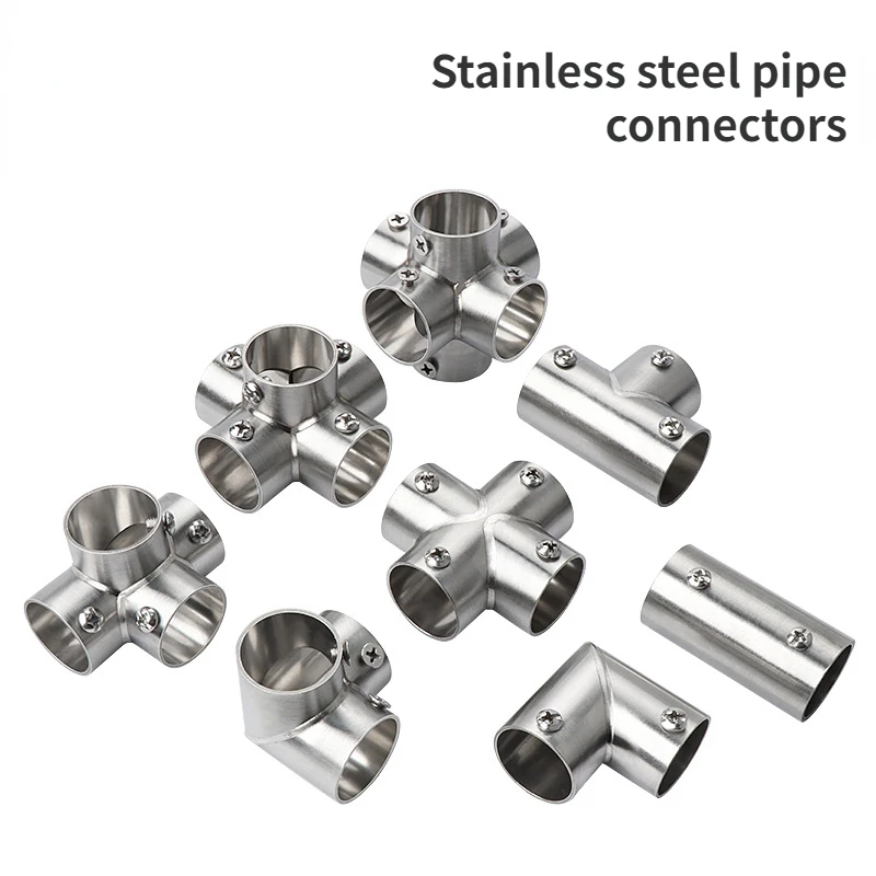 Stainless Steel Pipe Connectors Hardware Accessories Round Pipe Connectors Clothes Rack Rack Connectors Clothes Rod Tees