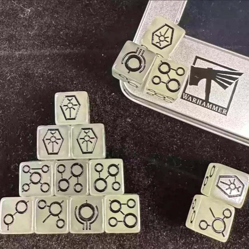20Pcs Warhammer 40K Necron Dice Set Glow-in-the-Dark D6 Dice with