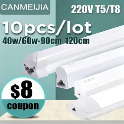 Tubo de luz Led T5 T8 de 220V y 120cm para el hogar, barra de tubo de lámpara Led de 40W, 60W, blanco frío, cálido, tubo de luz Led de 4 pies, iluminación de tubo de 1200mm