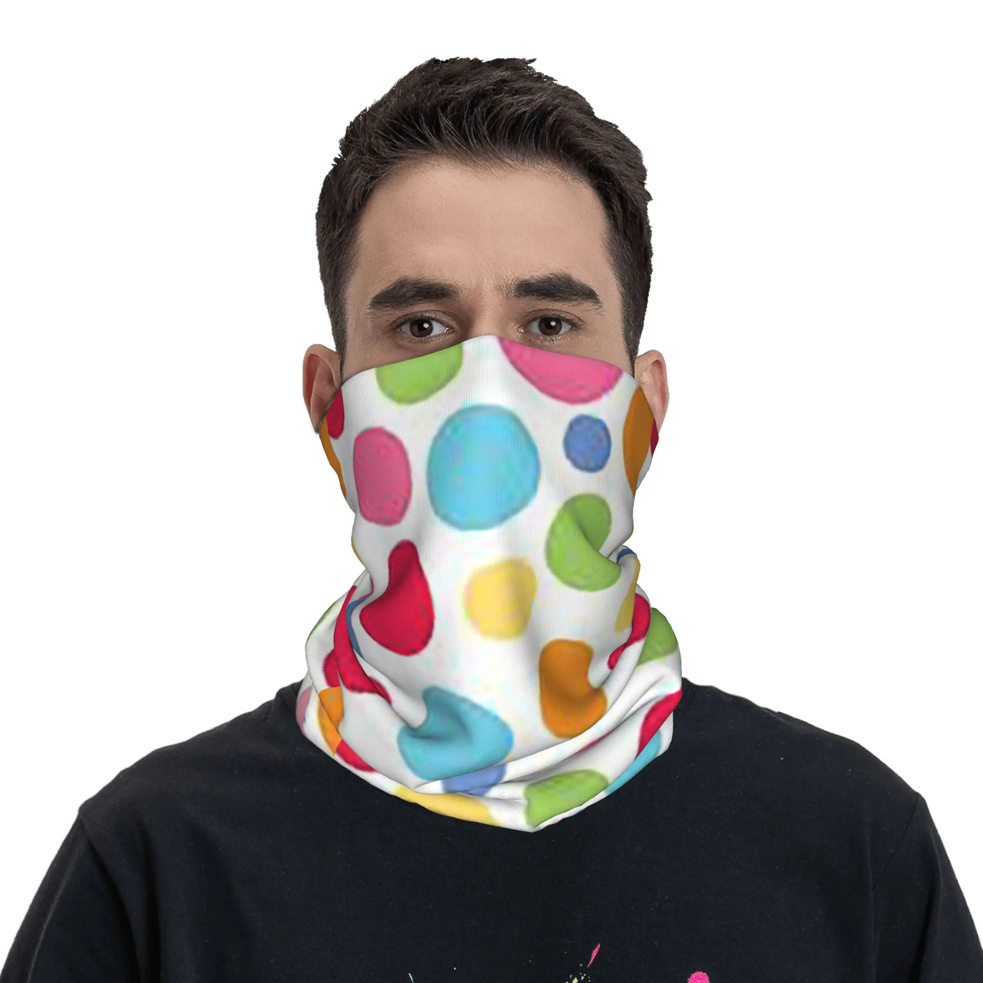 

Polka Dot Pattern Bandana Neck Gaiter Printed Magic Scarf Headband Running for Men Women Adult Washable