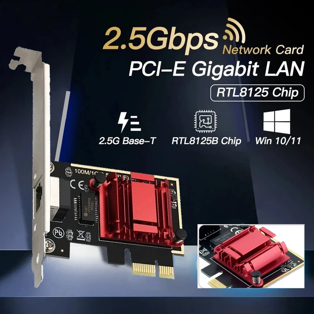 Karta sieciowa 2.5G PICE na RJ45 RTL8125B chip 2500Mbps RJ45 PCI Express Converter Lan Ethernet Gigabit Adapter dla Win7/8/10/11