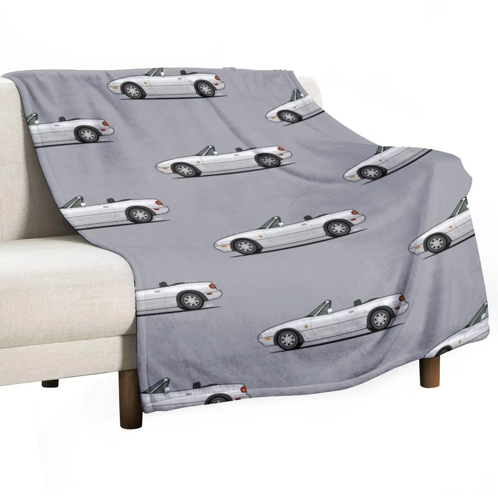 NA MX-5 / Eunos / Miata single drawing WHITE Throw Blanket Bed Fashionable Flannels Blankets