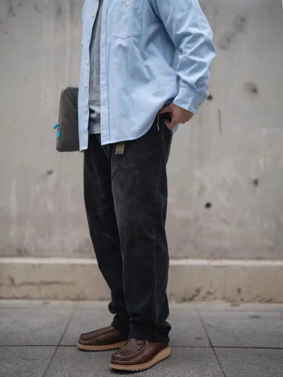 

Casual Waed Corduroy Loose Straight Leg Pants MAdn 25Aw Low Waist Zipper Fly Youth Cotton Color Leisure Trousers