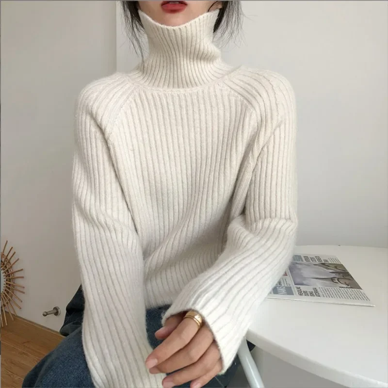 Retro Base Sweater Top 2024 Luie Stijl Losse Bovenkleding Coltrui Dames Nieuwe Herfst en Winter Hong Kong Stijl