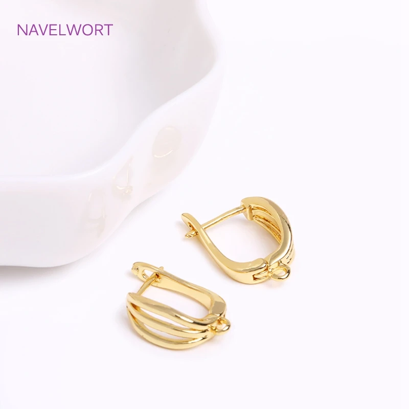 Smooth Lever-Back Earring with Open Ring 14K Gold Plated Earring Hook Clasps Findings DIY Jewelry Making Accessories Wholesale