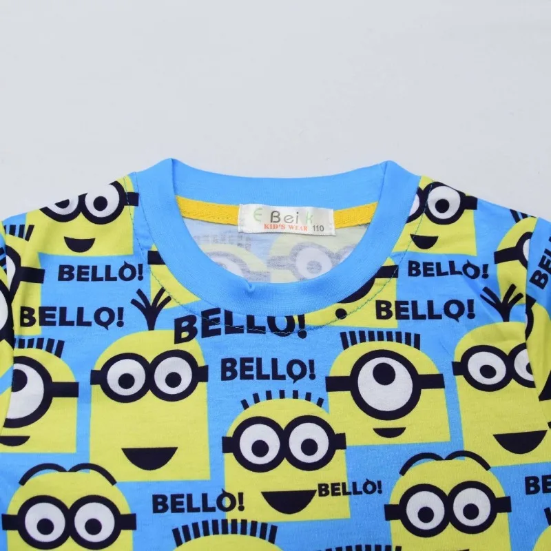 Despicable Me Minions Cartoon Cute Children Long Sleeve T-Shirt Pants Suit Kawaii Boy Warm Pajamas Home Clothes Gift Wholesale