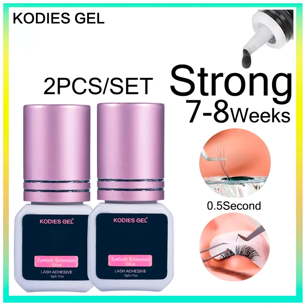 KODIES GEL 2 PCS/Set Eyelash Glue Strong Adhesive 5g 0.5 Second Dry Korea Eye Lash Glue Extension Supplies Semi Permanent Lift