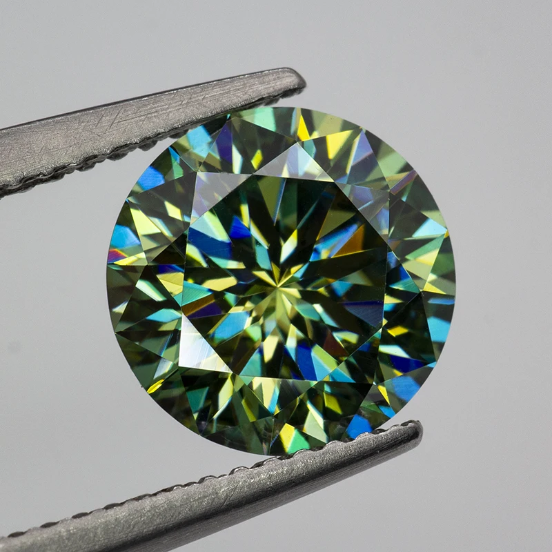 Never Fade Green Moissanite Loose Stone Plum Blossom Cut 0.5-5.0ct  GRA Certified Moissanita Diamonds Pass Diamond Tester
