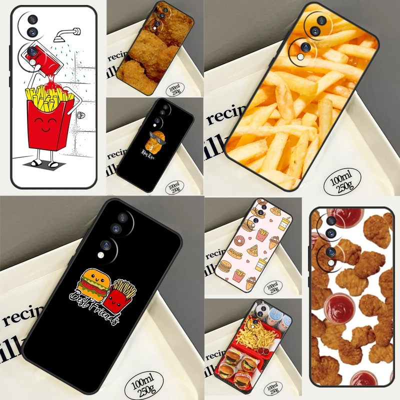 French Fries Burger Pizza Case For Huawei P30 Pro P40 P20 Lite P Smart Z Nova 9 Honor 70 50 X8 X9a Magic 5 Pro Cover