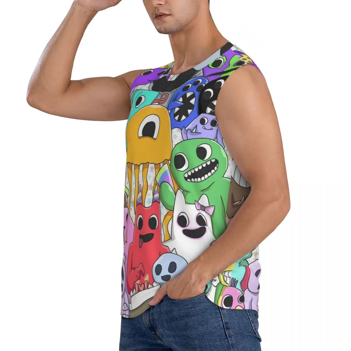 Cartoon Garten Of Banban Men Sleeveless Tank Tops Quick Dry Breathable Gym Fitness Running Summer Casual Sport Vest