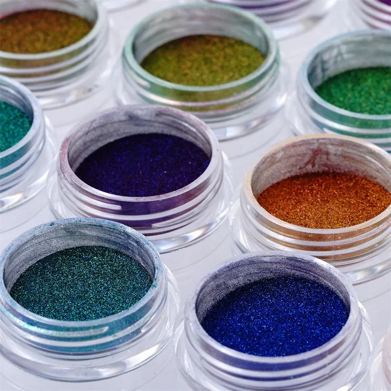 FSIXCL Nail Chrome Powder Chameleon Glitter Color Shift Effect for Manicure Decoration Metallic Mirror Iridescent Pigment Dust