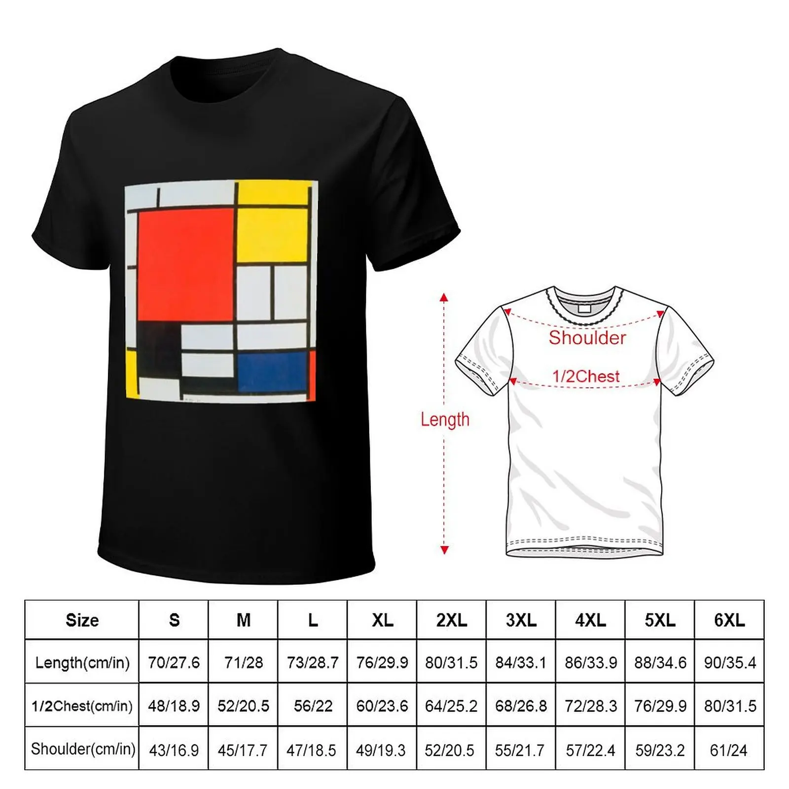 piet mondrian - Composition with Red, Blue, Yellow, and Black,No.2, T-Shirt Gym Wear Breathable Short Sleeve Tee