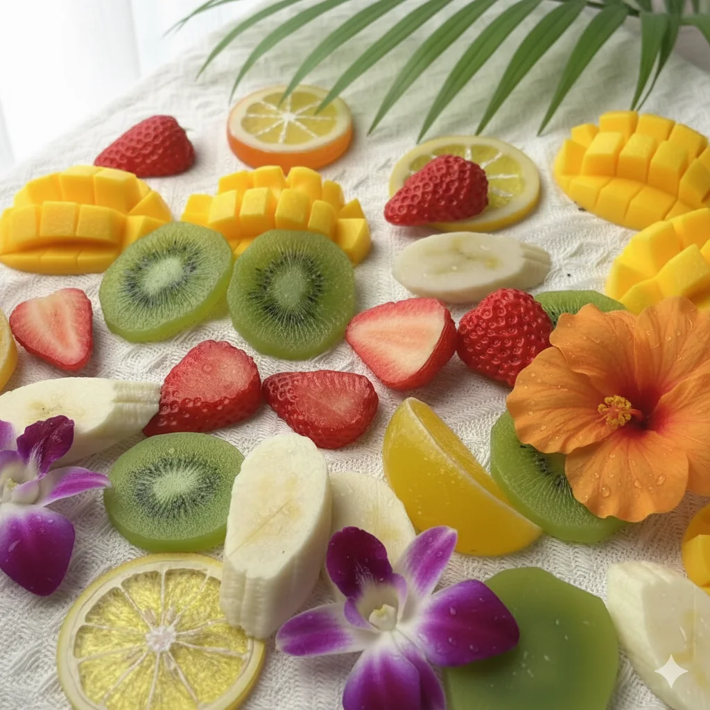 

3Pcs Simulated Fruit Slices Set,Artificial Strawberry, Banana, Kiwi Decoration for Dessert Display, Photography Props