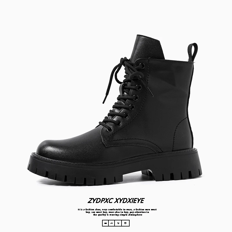 メンズハイカットブーツ 高品質 防水レザーブーツ ファッションバイクブーツ 防水ハイカットバイクレザーブーツ