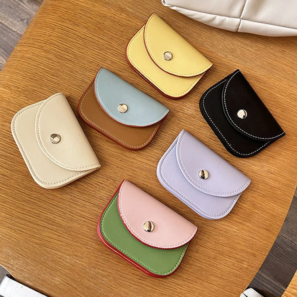 Cute Women Coin Pouch Card Holder Fashion PU Leather Coin Purse Card Bag ID Bag Fresh Cute Splicing Color Detachable Wallet