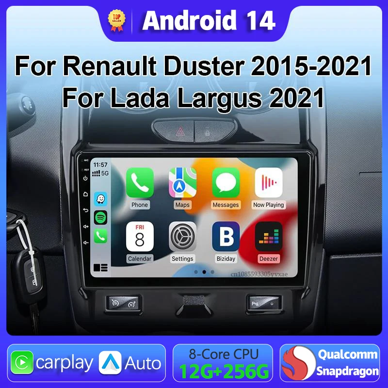 

Автомагнитола на Android 14 для Renault Duster 2015-2021, LADA Largus 2021