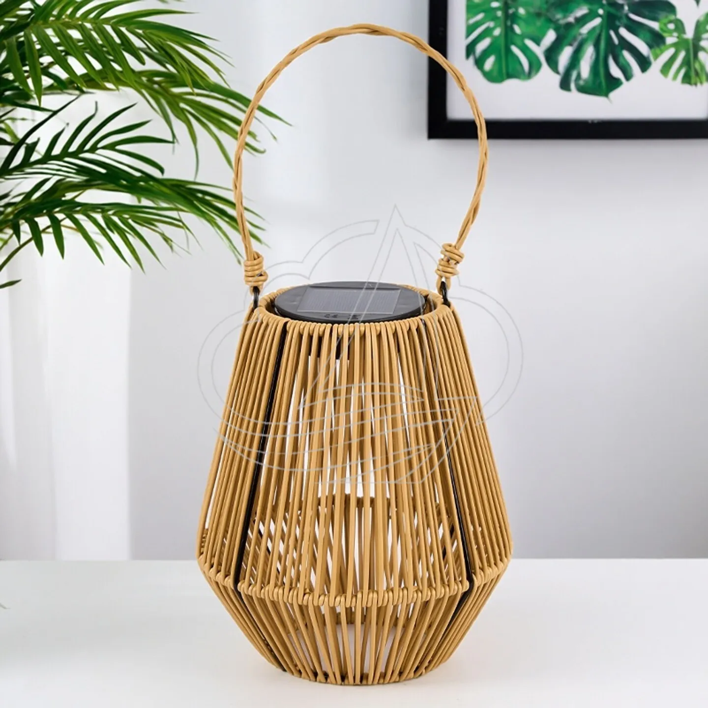 

Outdoor Solar Rattan Lantern Waterproof Creative Portable Ambient Light for Lawn Patio