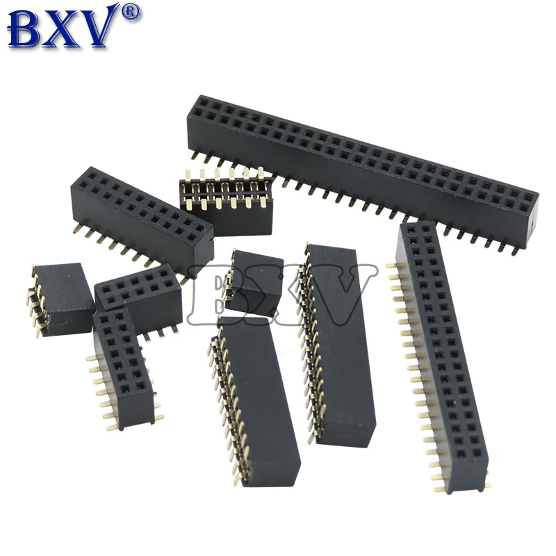 SMT 1.27mm 1.27 Double Row Female Breakaway PCB Board Pin Header Socket Connector Pinheader 2*5 2*10 2*12 2*15 2*20 2* 3-50P