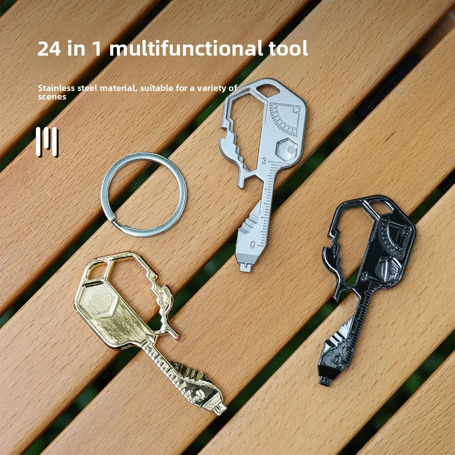 24 in 1 Key Tool Multi functional Stainless Steel Keychain Creative Small Tool Key EDC Key Tool