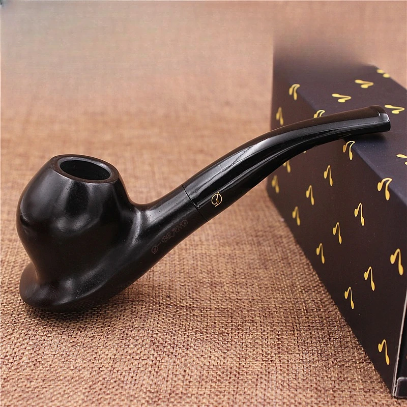 Authentic ebony smooth faced pipe for men's handmade filtered pipe