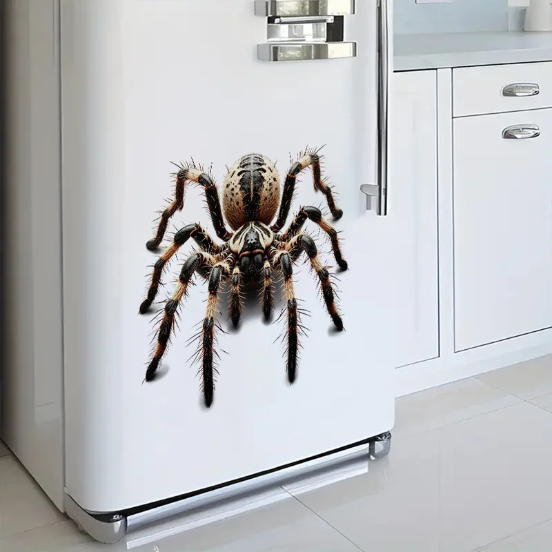 Realistic Big Spider Wall Decal, Self‑Adhesive Prank Halloween Wall Sticker, Spooky Party Decor for Door and Home Wall