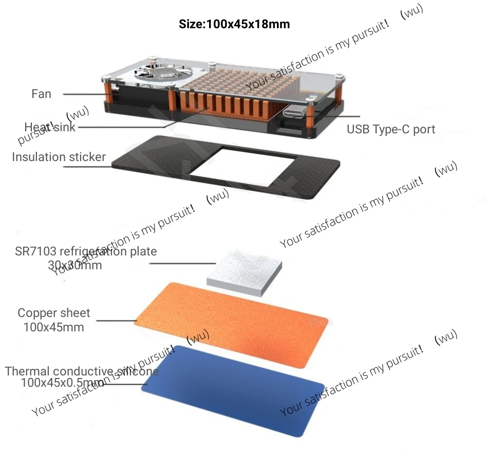 5V 2A USB type-c thermoelectric cooler for mobile phones, laptops, USB docking station, routers, hard disk cases