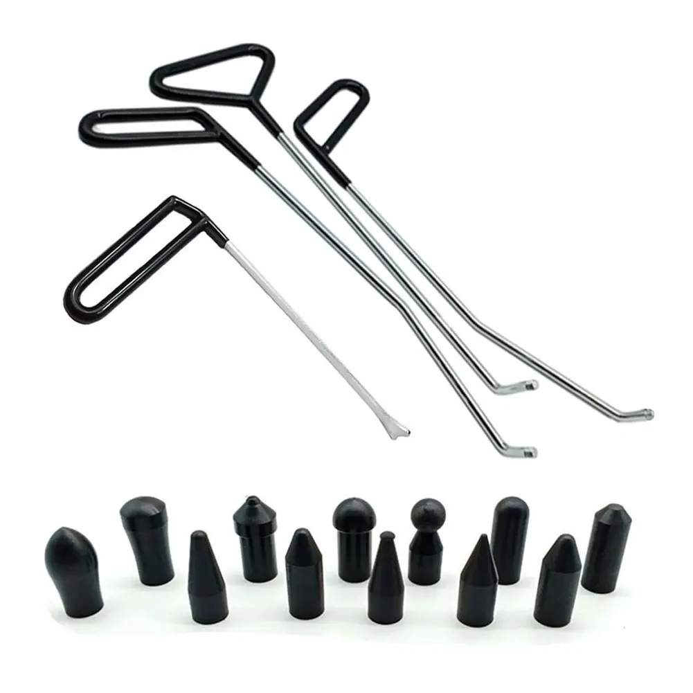 14Pcs Car Dent Repair Tool Metal+ABS Paintless Dent Repair Hail Remover Hooks Rods Kits Auto Body Dents alloy Steel Hands Tools