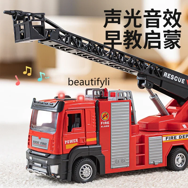 Jouets pour enfants échelle surdimensionnée camion de pompiers modèle alliage simulation arroseur 2 bébé