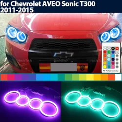 High Quality 16-Color Headlight Cotton Multi-color RGB LED Angel Eyes Rings for Chevrolet AVEO Sonic T300 2011-2015 Accessories