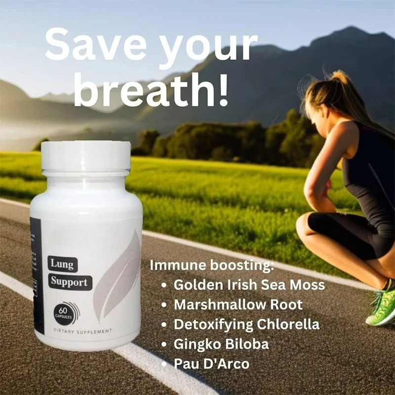 Dietary Supplements - Marshmallow Roots, Seaweed, Ginkgo Leaves, And Microalgae, Lung -60 Pills