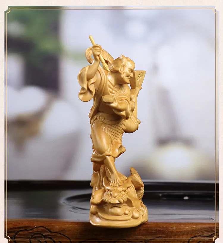 Boxwood Carving Stands on Ao Head, Literary Deity Kui Xing “Kicking The Dipper”