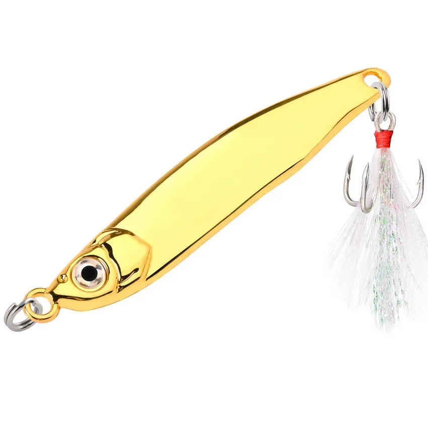 1PC Gold Silvery Metal Spoon Spinner Fishing Lure Spoonbait Crankbaits Fishing Wobblers for Pike Artificial Bait