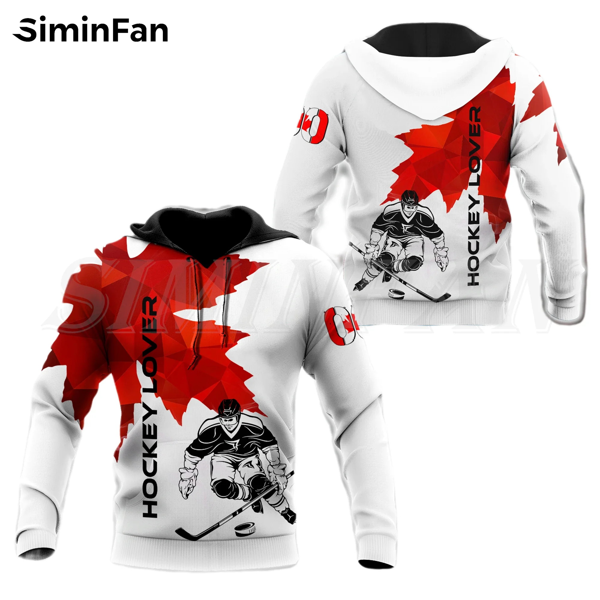 Love Hockey Canada 3D Printed Mens Hoodies Zipper Jacket Unisex Casual Sweatshirt Harajuku Hooded Pullover Women Tracksuit Black