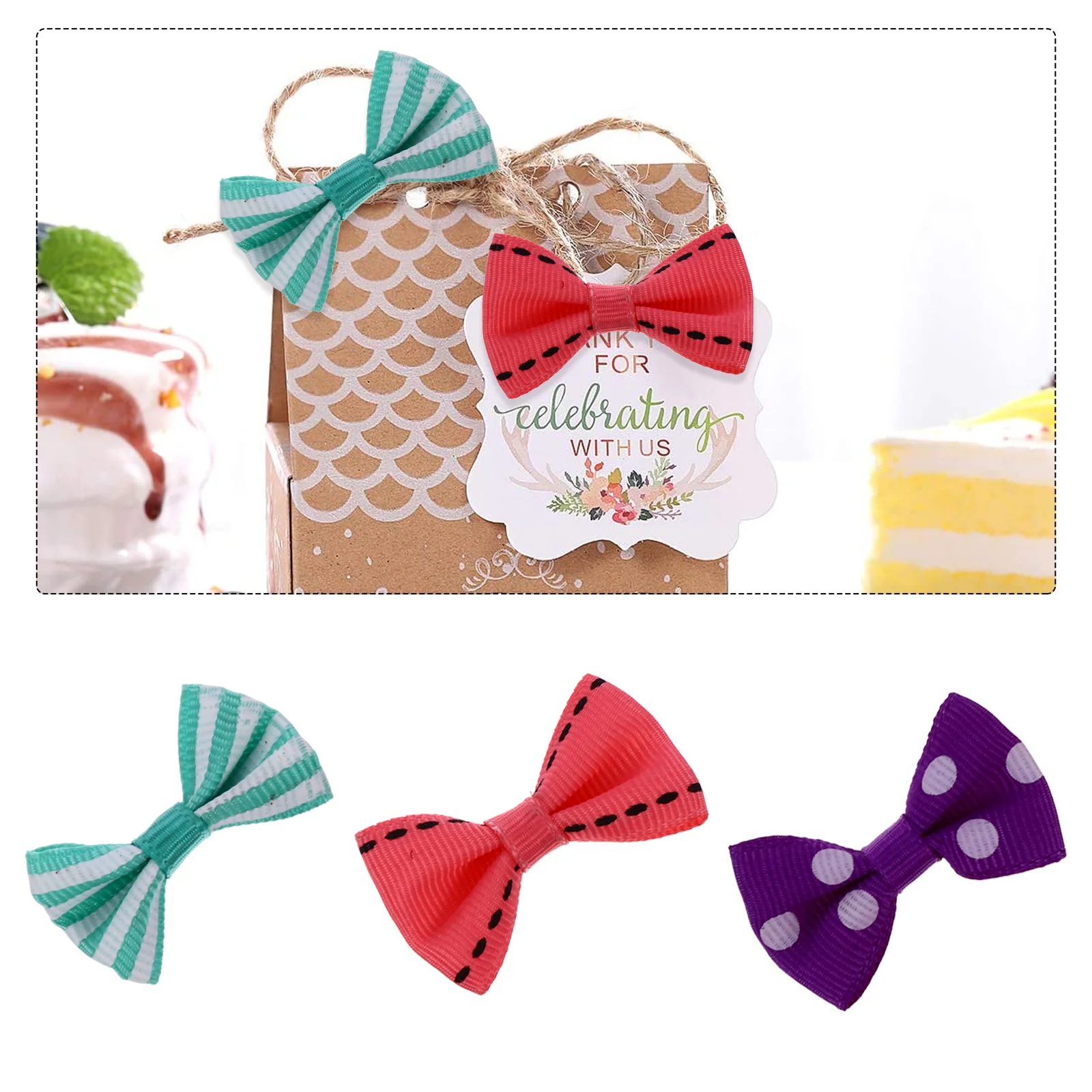 

100Pcs Butterfly Bow Accessories Mini Ribbon Bows Small Size DIY Craft Bows for Sewing Christmas Tree Party Decoration