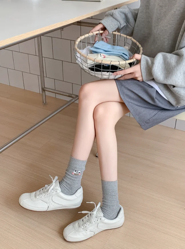 Women Korean Embroidered Expression Premium Cotton Socks Cute Funny Kawaii Fashion Comfort Versatile Wholesale Socks For Girls